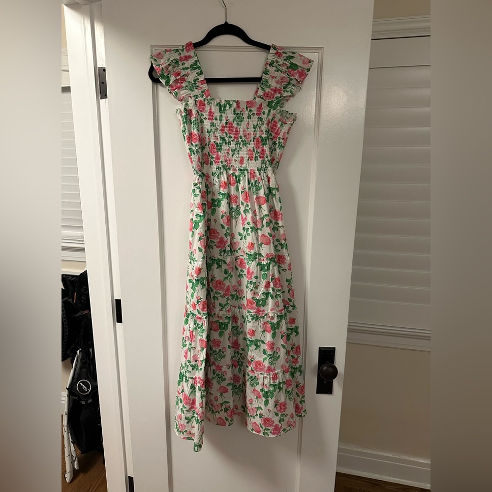 Ellie Nap Dress Pink Roses Poplin - Size Medium